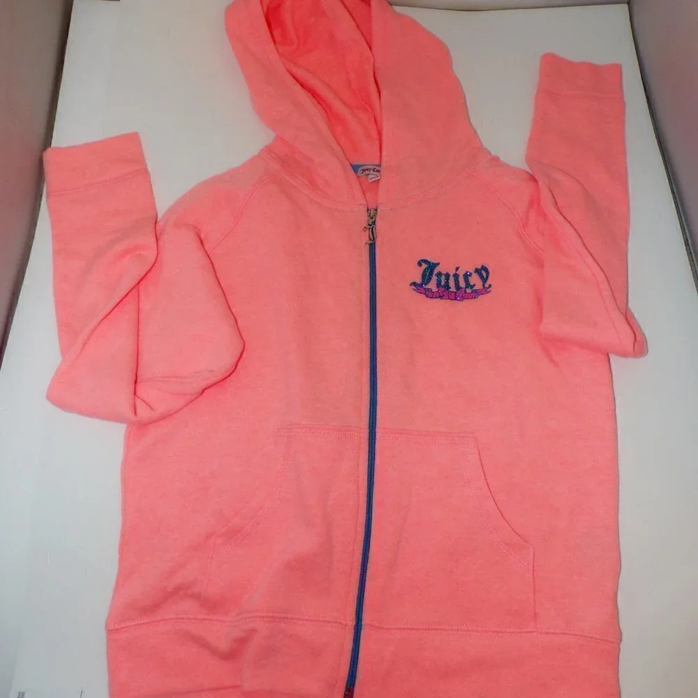 Juicy Couture Girls M 10-12 Terry Cloth Hoodie Vtg Y2K Glitter Dog Back‎ LK Nw!